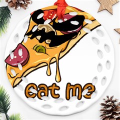 Eat Me T- Shirtscary Pizza Slice Sceaming Eat Me T- Shirt Ornament (round Filigree) by ZUXUMI