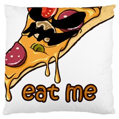 Eat Me T- Shirtscary Pizza Slice Sceaming Eat Me T- Shirt Large Cushion Case (two Sides) by ZUXUMI