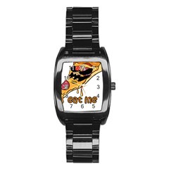 Eat Me T- Shirtscary Pizza Slice Sceaming Eat Me T- Shirt Stainless Steel Barrel Watch by ZUXUMI