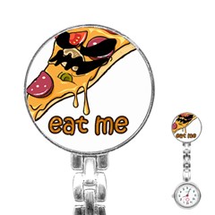 Eat Me T- Shirtscary Pizza Slice Sceaming Eat Me T- Shirt Stainless Steel Nurses Watch by ZUXUMI