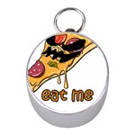 Eat Me T- Shirtscary Pizza Slice Sceaming Eat Me T- Shirt Mini Silver Compasses Front