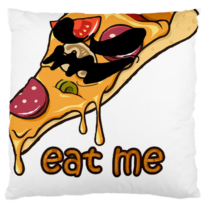 Eat Me T- Shirtscary Pizza Slice Sceaming Eat Me T- Shirt Large Premium Plush Fleece Cushion Case (One Side)