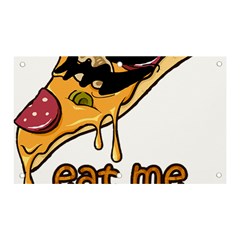 Eat Me T- Shirtscary Pizza Slice Sceaming Eat Me T- Shirt Banner And Sign 5  X 3  by ZUXUMI