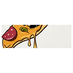 Eat Me T- Shirtscary Pizza Slice Sceaming Eat Me T- Shirt Banner And Sign 12  X 4 