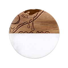 Eat Me T- Shirtscary Pizza Slice Sceaming Eat Me T- Shirt Classic Marble Wood Coaster (round)  by ZUXUMI