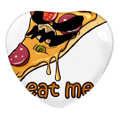 Eat Me T- Shirtscary Pizza Slice Sceaming Eat Me T- Shirt Heart Glass Fridge Magnet (4 Pack) by ZUXUMI