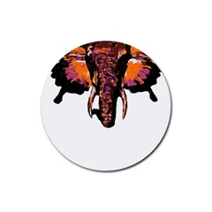 Elephant Art T- Shirtbutterfly Elephant T- Shirt Rubber Round Coaster (4 Pack) by ZUXUMI