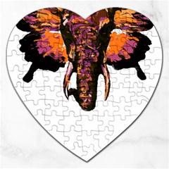 Elephant Art T- Shirtbutterfly Elephant T- Shirt Jigsaw Puzzle (heart) by ZUXUMI