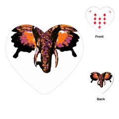 Elephant Art T- Shirtbutterfly Elephant T- Shirt Playing Cards Single Design (heart) by ZUXUMI