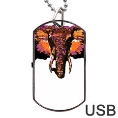 Elephant Art T- Shirtbutterfly Elephant T- Shirt Dog Tag Usb Flash (two Sides) by ZUXUMI