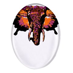 Elephant Art T- Shirtbutterfly Elephant T- Shirt Oval Glass Fridge Magnet (4 Pack) by ZUXUMI