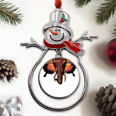 Elephant Art T- Shirtbutterfly Elephant T- Shirt Metal Snowman Ornament by ZUXUMI