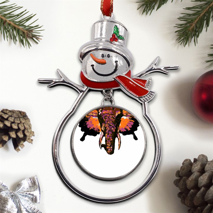 Elephant Art T- Shirtbutterfly Elephant T- Shirt Metal Snowman Ornament