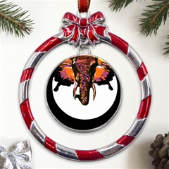 Elephant Art T- Shirtbutterfly Elephant T- Shirt Metal Red Ribbon Round Ornament by ZUXUMI