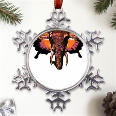 Elephant Art T- Shirtbutterfly Elephant T- Shirt Metal Large Snowflake Ornament by ZUXUMI