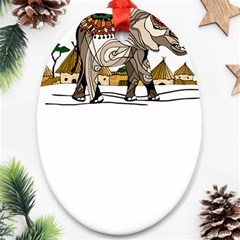 Elephant Art T- Shirtelephant T- Shirt Ornament (oval)