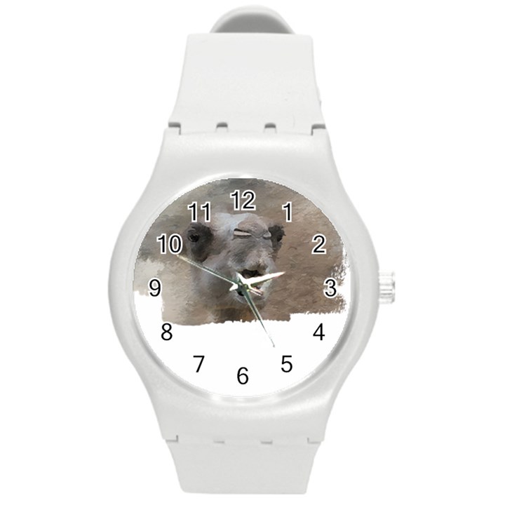 Camel T- Shirt Camel Portrait T- Shirt Round Plastic Sport Watch (M)