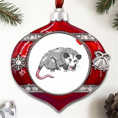 Opossum T-shirtsteal Your Heart Opossum 05 T-shirt Metal Snowflake And Bell Red Ornament by EnriqueJohnson