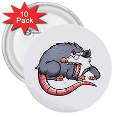 Opossum T-shirtwhite Look Calm Opossum 03 T-shirt (1) 3  Buttons (10 Pack)  by EnriqueJohnson