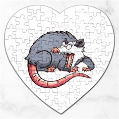 Opossum T-shirtwhite Look Calm Opossum 03 T-shirt (1) Jigsaw Puzzle (heart) by EnriqueJohnson