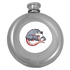 Opossum T-shirtwhite Look Calm Opossum 03 T-shirt (1) Round Hip Flask (5 Oz) by EnriqueJohnson