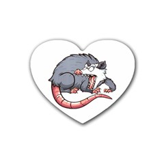 Opossum T-shirtwhite Look Calm Opossum 03 T-shirt (1) Rubber Coaster (heart) by EnriqueJohnson