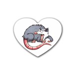 Opossum T-shirtwhite Look Calm Opossum 03 T-shirt (1) Rubber Heart Coaster (4 pack) Front