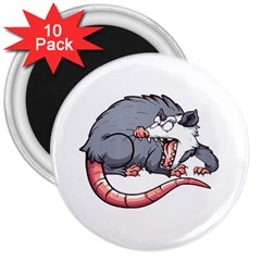 Opossum T-shirtwhite Look Calm Opossum 03 T-shirt 3  Magnets (10 Pack)  by EnriqueJohnson