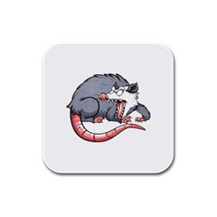 Opossum T-shirtwhite Look Calm Opossum 03 T-shirt Rubber Square Coaster (4 Pack) by EnriqueJohnson