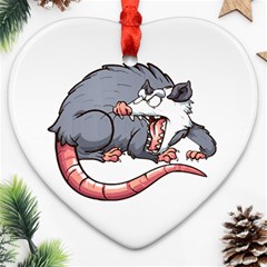 Opossum T-shirtwhite Look Calm Opossum 03 T-shirt Heart Ornament (two Sides) by EnriqueJohnson