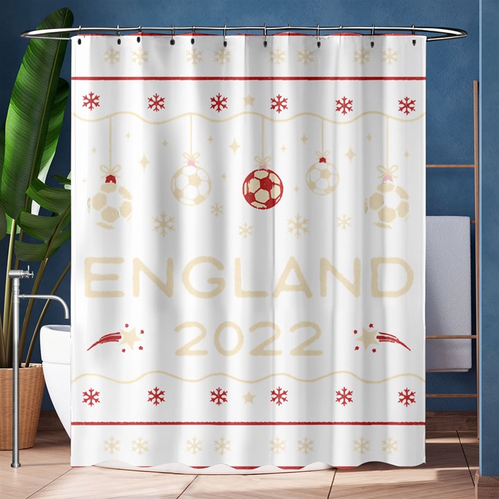 England T- Shirt England Ugly Christmas Sweater Soccer Football 2022 Xmas Pajama T- Shirt (1) Shower Curtain 60  x 72  (Medium) 