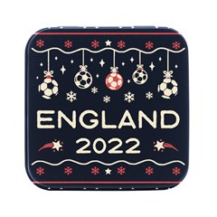 England T- Shirt England Ugly Christmas Sweater Soccer Football 2022 Xmas Pajama T- Shirt (1) Square Metal Box (black) by ZUXUMI