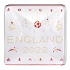 England T- Shirt England Ugly Christmas Sweater Soccer Football 2022 Xmas Pajama T- Shirt (1) Square Glass Fridge Magnet (4 Pack) by ZUXUMI