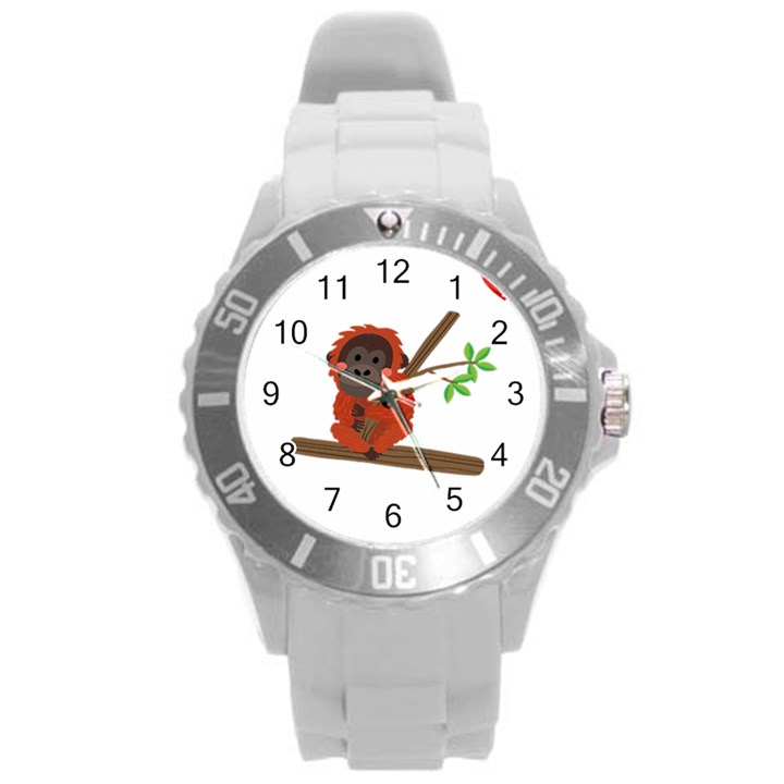 Orangutan T-shirtsteal Your Heart Orangutan 14 T-shirt Round Plastic Sport Watch (L)