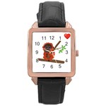 Orangutan T-shirtsteal Your Heart Orangutan 14 T-shirt Rose Gold Leather Watch  Front