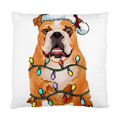 English Bulldog Santa Christmas T- Shirt English Bulldog Santa Christmas Tree Lights Xmas T- Shirt Standard Cushion Case (two Sides) by ZUXUMI