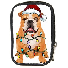 English Bulldog Santa Christmas T- Shirt English Bulldog Santa Christmas Tree Lights Xmas T- Shirt Compact Camera Leather Case by ZUXUMI