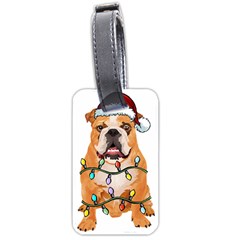 English Bulldog Santa Christmas T- Shirt English Bulldog Santa Christmas Tree Lights Xmas T- Shirt Luggage Tag (one side)