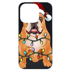 English Bulldog Santa Christmas T- Shirt English Bulldog Santa Christmas Tree Lights Xmas T- Shirt Iphone 14 Pro Black Uv Print Case