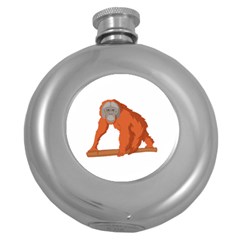 Orangutan T-shirtwhite Look Calm Orangutan 07 T-shirt (1) Round Hip Flask (5 Oz) by EnriqueJohnson