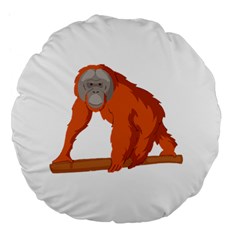 Orangutan T-shirtwhite Look Calm Orangutan 07 T-shirt (1) Large 18  Premium Flano Round Cushions by EnriqueJohnson