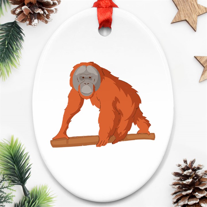 Orangutan T-shirtwhite Look Calm Orangutan 07 T-shirt Ornament (Oval)