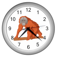 Orangutan T-shirtwhite Look Calm Orangutan 07 T-shirt Wall Clock (silver) by EnriqueJohnson