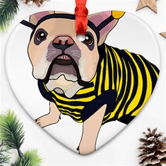 English Bulldog T- Shirt English Bee Dog T- Shirt Ornament (heart) by ZUXUMI