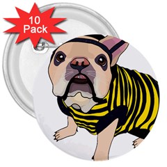 English Bulldog T- Shirt English Bee Dog T- Shirt 3  Buttons (10 Pack)  by ZUXUMI