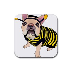 English Bulldog T- Shirt English Bee Dog T- Shirt Rubber Coaster (square) by ZUXUMI