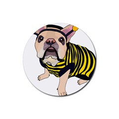 English Bulldog T- Shirt English Bee Dog T- Shirt Rubber Coaster (round) by ZUXUMI