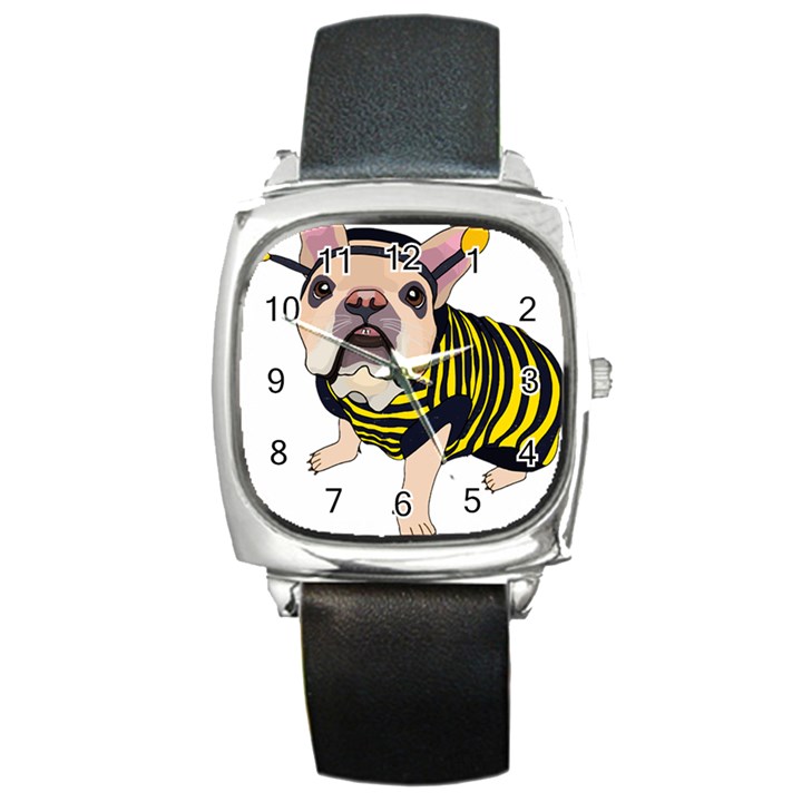 English Bulldog T- Shirt English Bee Dog T- Shirt Square Metal Watch