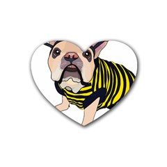 English Bulldog T- Shirt English Bee Dog T- Shirt Rubber Coaster (heart) by ZUXUMI