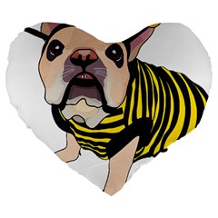 English Bulldog T- Shirt English Bee Dog T- Shirt Large 19  Premium Heart Shape Cushions by ZUXUMI